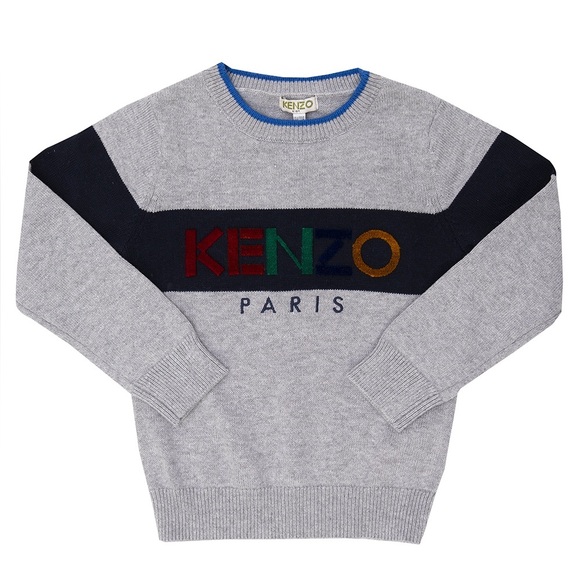 Kenzo Other - Kenzo Kids Grey Sweater with Blue Trim and colorful logo. French Designer.